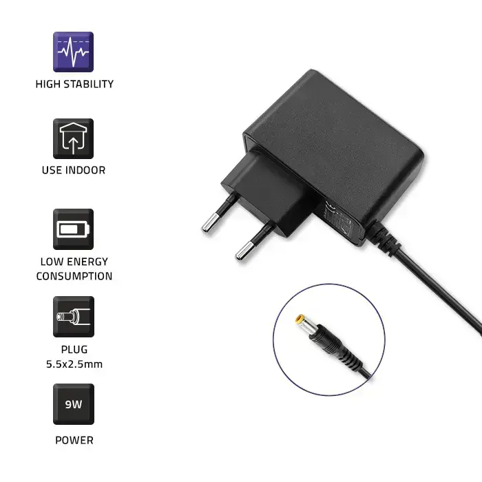 Qoltec Plug-in power adapter PREMIUM 9W | 9V | 1A | 5.5*2.5 Foto 3