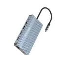USB-C Hub 14 in 1 Wozinsky WDS03Y5S Multifunctional, Aluminum, for 3 Monitors, with 15 cm Cable - Gray Фото 1