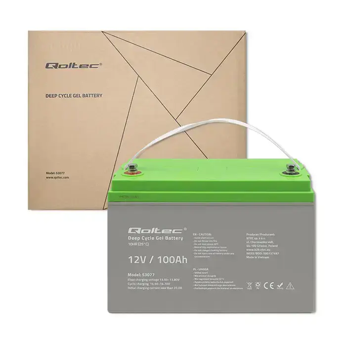 Qoltec Deep Cycle Gel Battery | 12V | 100Ah | 30.5kg | Maintenance-free | Professional | LongLife | PV, UPS, camper Foto 6
