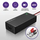 Qoltec Automatic charger for AGM GEL STD batteries | 24V charger | 2A | 48W | LED | 1.8m cable Фото 2