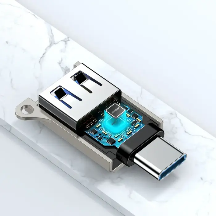 Joyroom S-H151 USB-C (male) | USB-A (female) Adapter with Lanyard Eyelet - Silver Фото 3