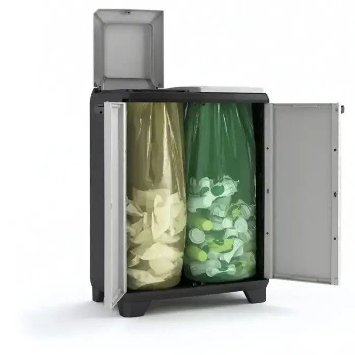 Waste sorting system Split Premium 110L Recycling system 68x39x92cm grey/black Photo 2