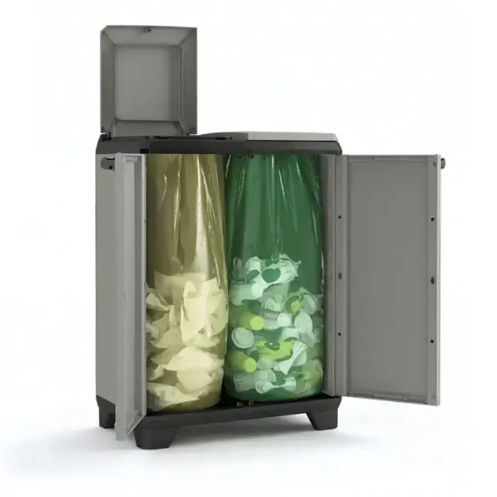 Система сортировки отходов Planet 110L Система утилизации 68x39x92cm серый/черный Фото 2