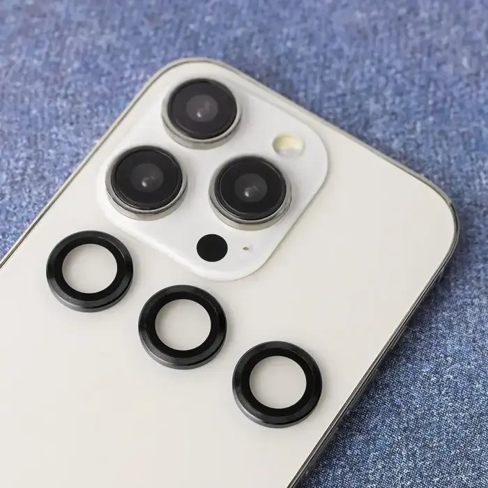 Set of lens glasses for iPhone 16 Plus 6,7" black frame (2pcs) Foto 3