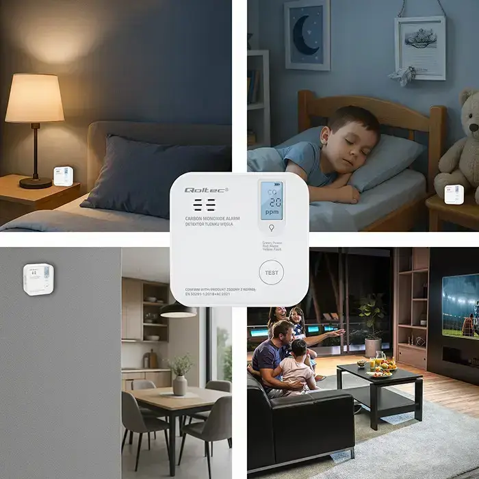 Qoltec Certified wireless Carbon monoxide (CO) sensor with battery | sensor service life 10 years | alarm 85dB | LED Foto 12