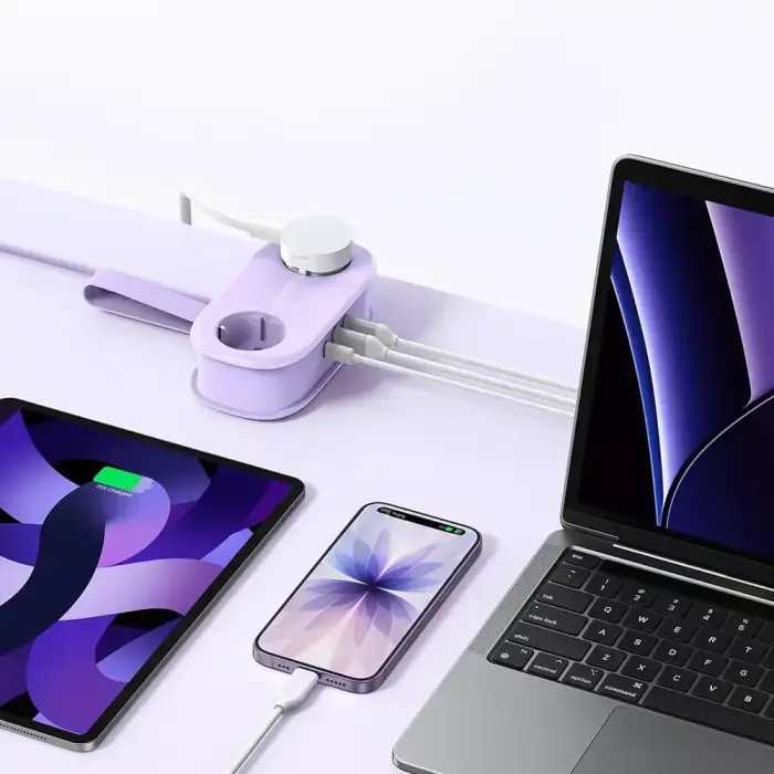 Orico AP3 20W GaN 5in1 Power Strip 2x AC + 2x USB-A + 1x USB-C - Purple Фото 3