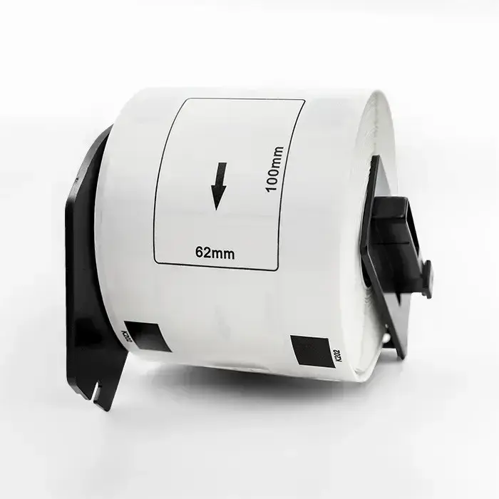 Qoltec Tape for BROTHER DK-11202 | 62mm x 100mm | 300 labels | White/Black print | Roll with holder Photo 5