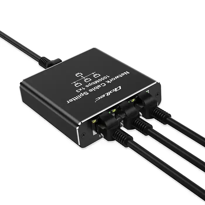 Qoltec Splitter Ethernet mini SWITCH 1x3 RJ45 | 1000Mb/s | USB-C | Aluminium Foto 14