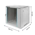 Qoltec RACK Cabinet 19" | 12U | 600 x 635 x 450 | Tempered doors | Hanging | Steel case | Lock | Grey Foto 3