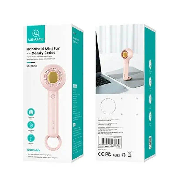USAMS Wiatrak ręczny Mini 1200mAh Candy Series różowy|pink ZB251FS02 (US-ZB251) Photo 6