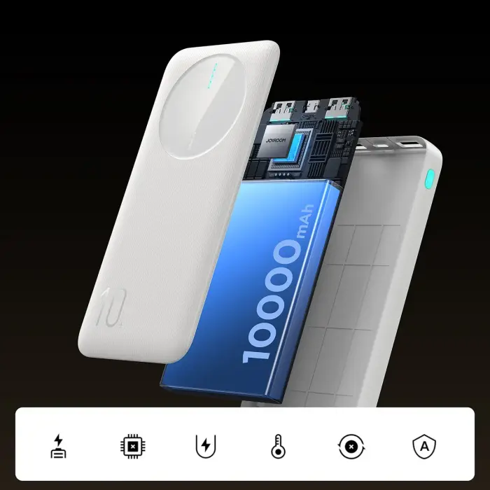 Joyroom JR-PBF12 ārējais akumulators (powerbank) | 10000 mAh | 12W | USB-A, USB-C | balts Foto 12