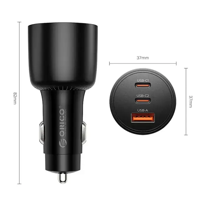 Orico PowerLink 165W USB-A + 2x USB-C Car Charger - Black Foto 2