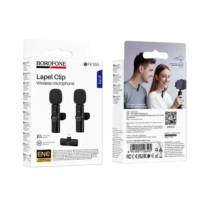 Borofone Lavalier wireless microphone BFK16A Winner Lightning black - 2 pieces Photo 9