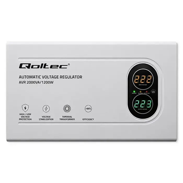 Qoltec Automatic Voltage Stabilizer AVR 2000VA | 1200W | Compact | Toroidal transformer Photo 10
