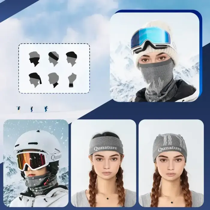 Qunature 11230014001 ski scarf, sports bandana, universal size - gray Foto 3