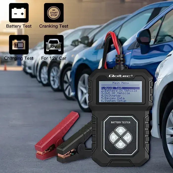 Qoltec Digital Battery tester with LCD 12V | AGM | GEL | STD | 30-220AH Photo 9