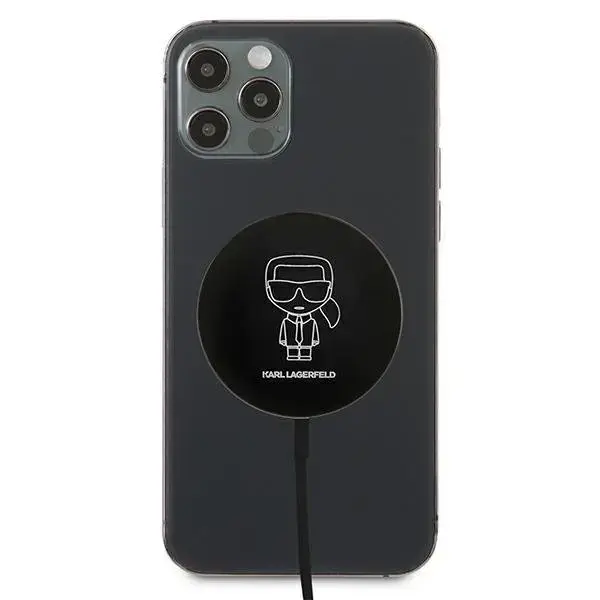Karl Lagerfeld wireless induction charger (MagSafe compatible) 15W + USB Type C cable black (KF000566-0) Фото 2