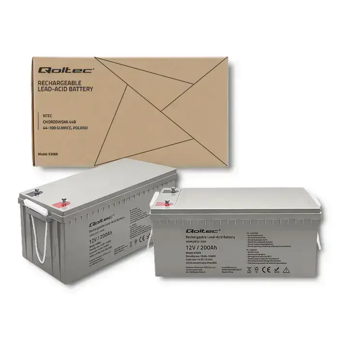 Qoltec AGM battery | 12V | 200Ah | 54.1kg | Maintenance-free | Strong | LongLife | for UPS, RV, boat, heater Foto 6