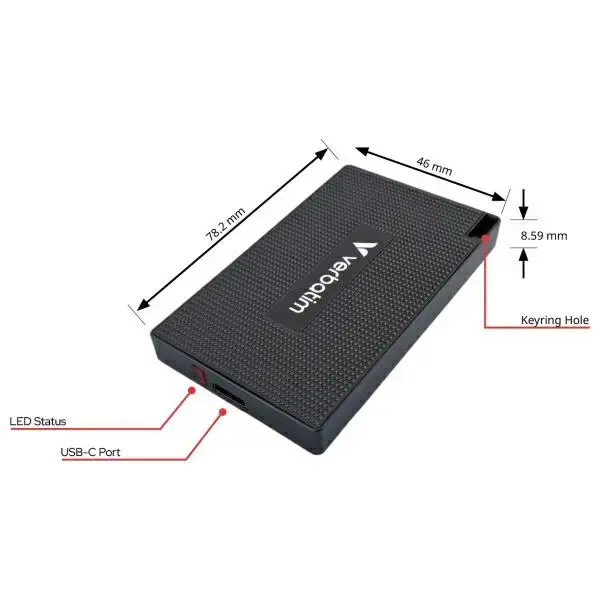 Verbatim Mini Dysk SSD 512GB USB-C 3.2    + kabel USB-C|USB-C-USB-A metalowy|metal 32030 Foto 2