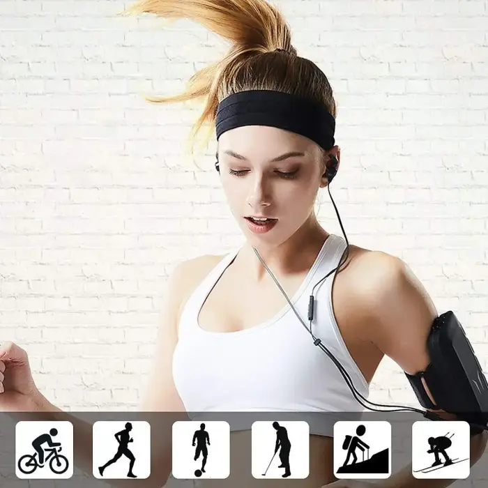 Elastic fabric headband for running fitness orange Фото 5