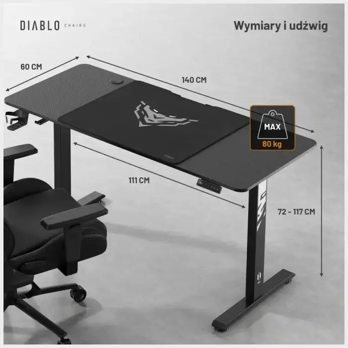 Desk with height adjustment Diablo Chairs X-TENSIO 1400 black Фото 19