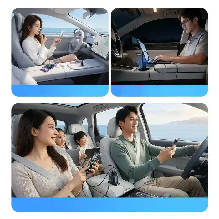 Orico HyperDrive 165W USB-A + 2x USB-C Car Charger - Black Foto 10