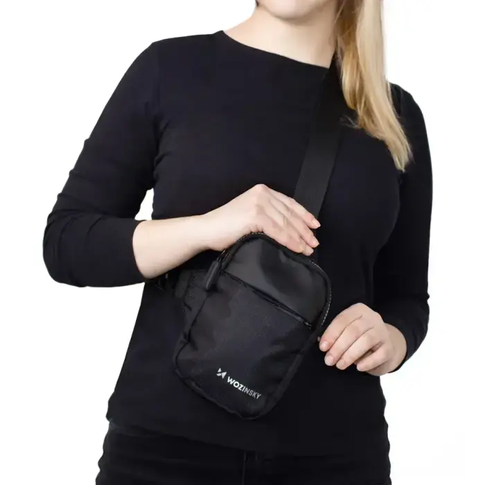 Wozinsky WMS-W1 Unisex Mini Shoulder Bag Waterproof Dual-Compartment for Phone - Black Photo 18