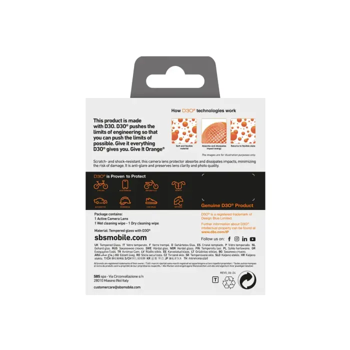 SBS Active Camera Lens D3O Tempered Glass for iPhone 16 Pro | 16 Pro Max Camera Foto 3