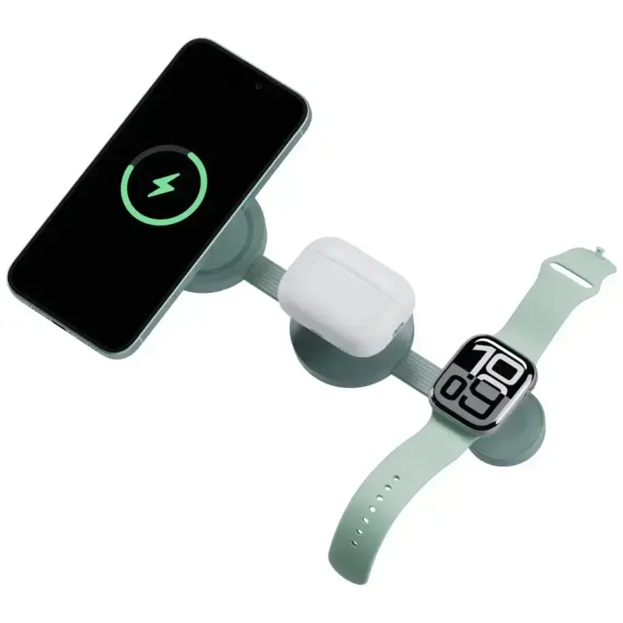 Wireless charger Bazic GoMag Trio 2 3in1 15W magnetic for iPhone/Watch/AirPods pistachio Фото 4