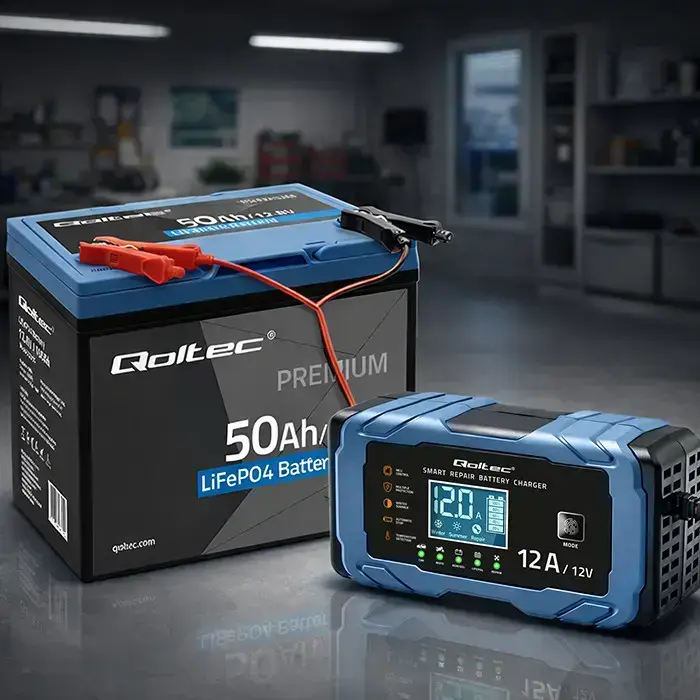 Qoltec Intelligent microprocessor charger 12V 12A | Rectifier with repair function | AGM GEL LiFePO4 | 9-stage charging  Foto 5