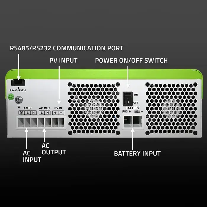 Qoltec Hybrid Solar Inverter Off-Grid 6200W | 120A | 48V| MPPT | BMS | AGM GEL LiFePO4 |  Wi-Fi option | Sinus | Power factor 1.0  Foto 8