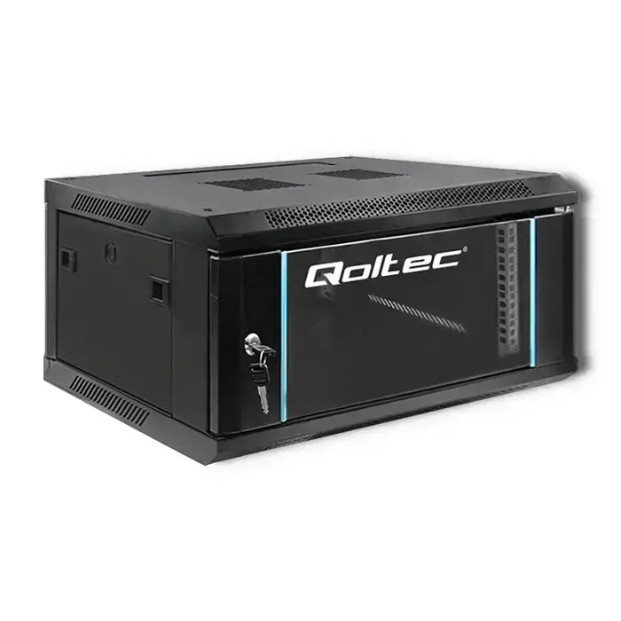 Qoltec RACK Cabinet 19" | 4U | 600 x 280 x 450 | Tempered doors | Hanging | Steel case | Lock | Black Foto 2