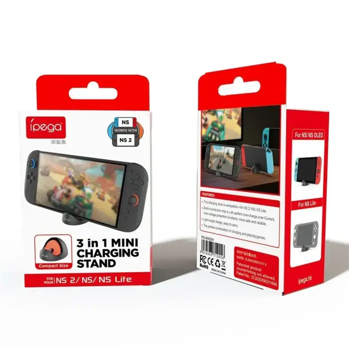 iPega SW2041 Mini Charger Dock for Switch Lite/Nintendo Switch/Nintendo Switch 2  Black/Red Foto 6