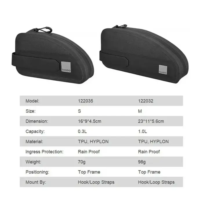 SAHOO bike bag on the bicycle frame with zip 0,3L 122035 black Photo 7