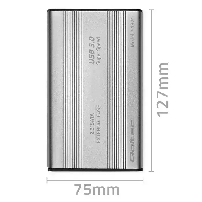 Qoltec Aluminium External Hard Drive Case HDD SSD 2.5'' SATA3 | USB 3.0 | Silver Foto 14