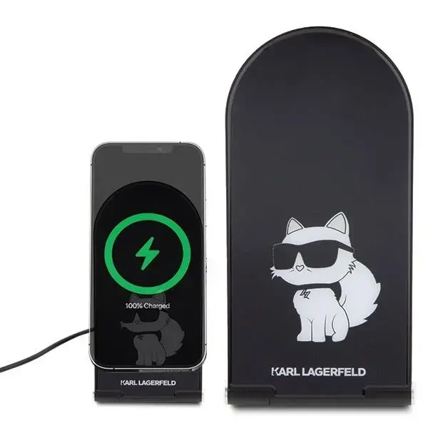 Karl Lagerfeld Choupette MagSafe induction charger 15W, foldable 2in1 - black Фото 2
