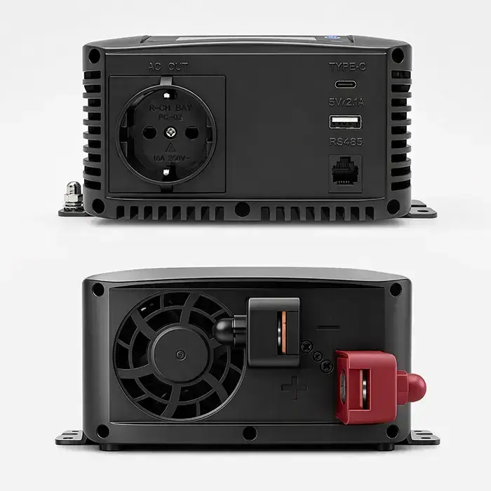 Qoltec Pure Sine Wave Inverter | 12V to 230V | 500/1000W | LCD | USB | USC-C | Compatible with LiFePO4 GEL AGM  Foto 12