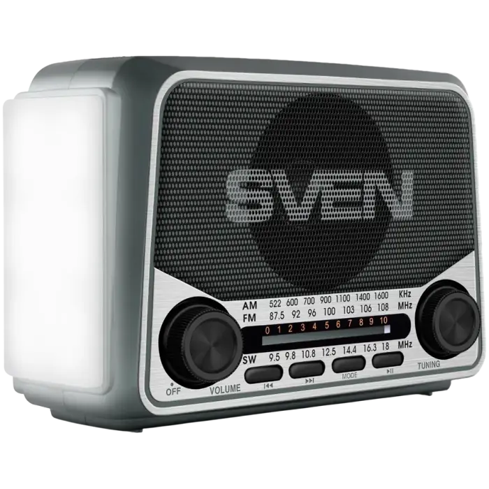 Speaker SVEN SRP-150, gray (3W, Bluetooth, FM/AM/SW, USB, microSD, flashlight, battery) Foto 3