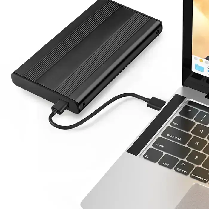 Qoltec Aluminium External Hard Drive Case HDD SSD 2.5'' SATA3 | USB 3.0 | Black Photo 3