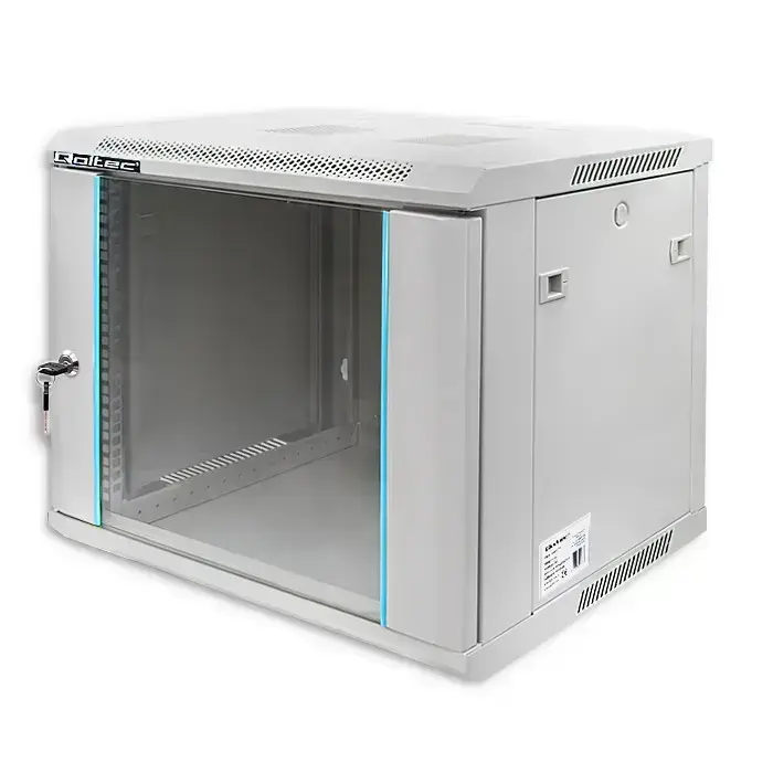 Qoltec RACK Cabinet 19" | 9U | 600 x 500 x 450 | Tempered doors | Hanging | Steel case | Lock | Grey Foto 6