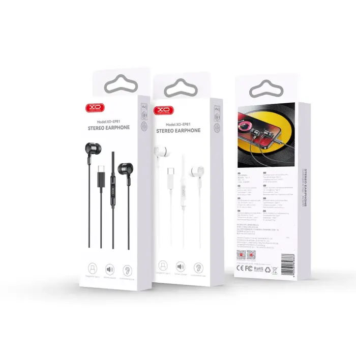 XO wired earphones EP81 USB-C black Photo 4