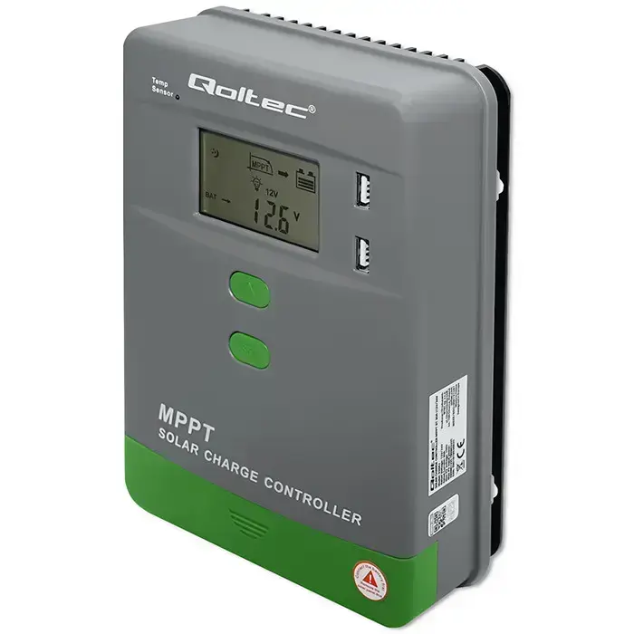 Qoltec Solar Charge Controller MPPT with Temperature Sensor 10A | 12V / 24V | LCD | 2 x USB | GEL | LiFePO4 Фото 10