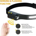 LED headlamp with IPX4 motion sensor USB-C 1200 mAh - black Photo 9