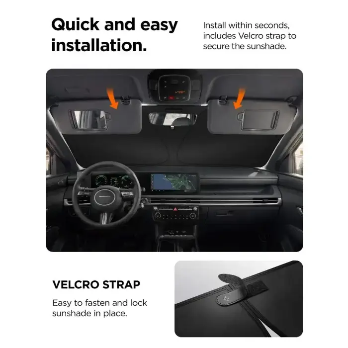 SPIGEN UO260 UNIVERSAL CAR FRONT WINDSHIELD SUNSHADE S BLACK Foto 8