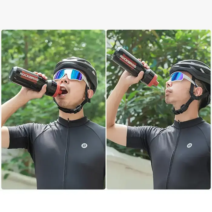 Rockbros 750 ml Bike Bottle - Transparent Black with Red Mouthpiece Photo 10