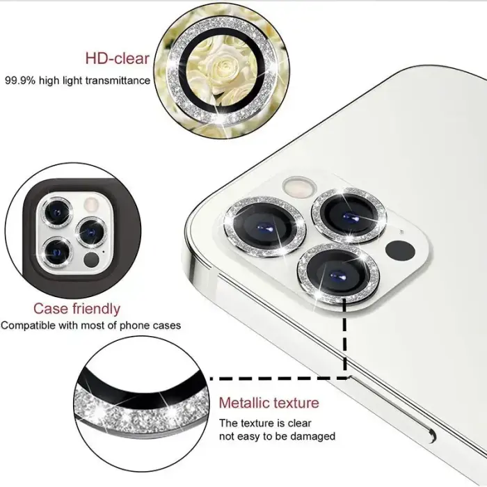 Tempered Glass HARD DIAMOND for camera (LENS) for Iphone 15 Pro/15 Pro Max black (lens 3 pieces) Foto 14