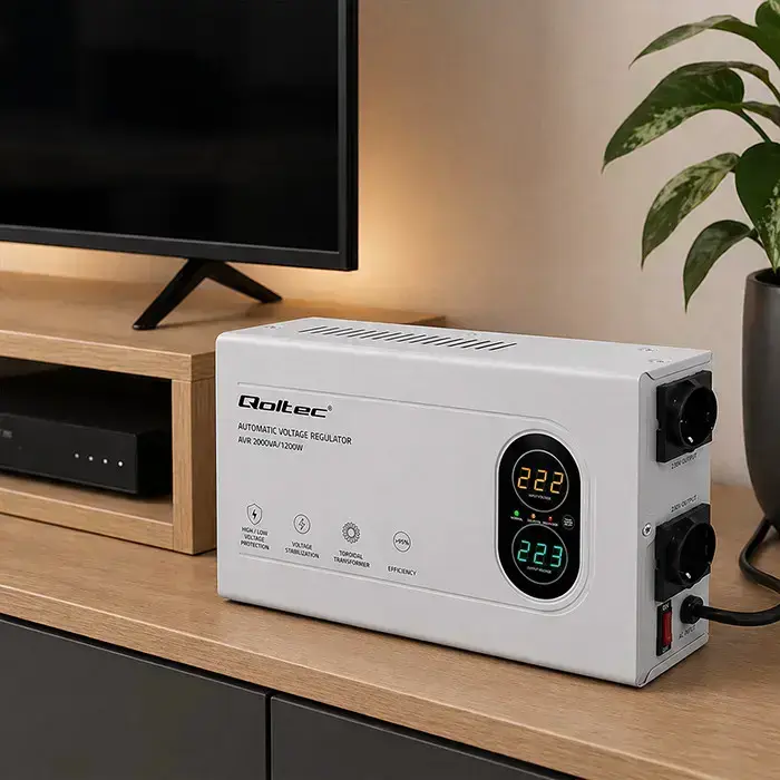 Qoltec Automatic Voltage Stabilizer AVR 2000VA | 1200W | Compact | Toroidal transformer Photo 6