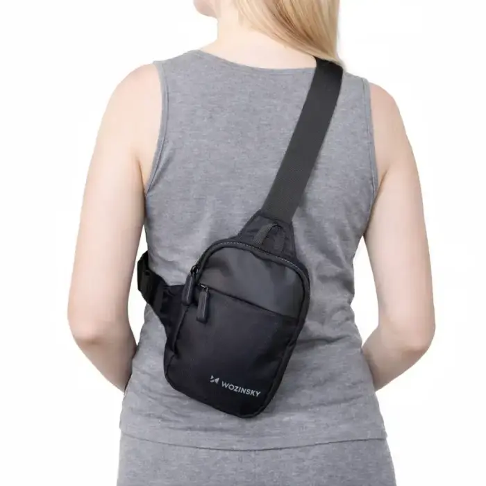 Wozinsky WMS-W1 Unisex Mini Shoulder Bag Waterproof Dual-Compartment for Phone - Black Photo 2