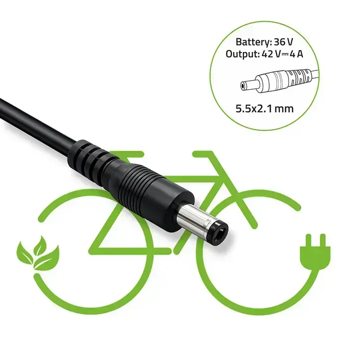 Qoltec Fast Charger for e-bike, electric scooter 36V | 42V | 4A | 5.5*2.1 + power cable Foto 6
