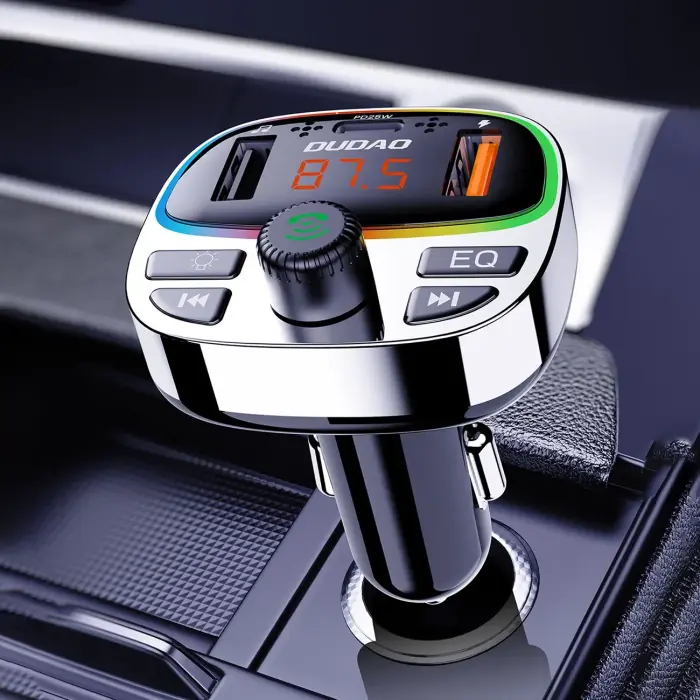 Dudao R2PRO+ Transmitter with PD25W Bluetooth 5.3 RGB Charging Ports - Black and Silver Фото 2